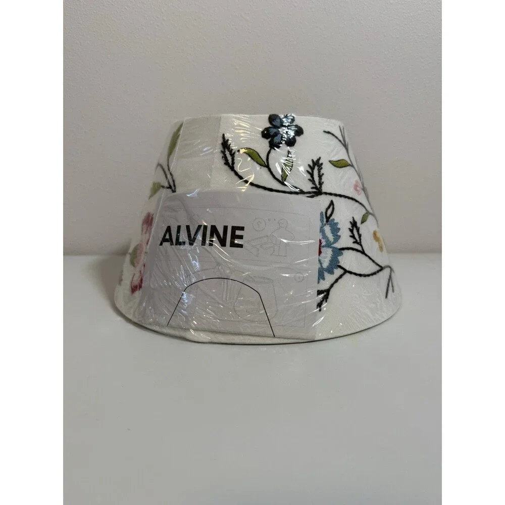 NWT Rare IKEA Alvine Parla Embroidered Floral Lamp Shade 11